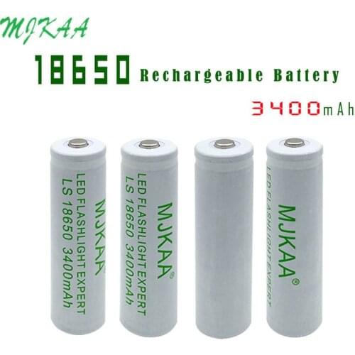 MJKAA 4/6pcs 18650 Li-ion 3.7V 3400mAh White Rechargeable Battery Lithium Batteries for Flashlight Handlamp
