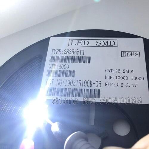 4000pcs/reel 2835 SMD LED Cool white 10000-13000K LED Light Emitting Diode 0.2W 22-24LM 3.2-3.4V bright lamp beads