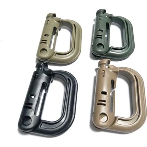 5pcs Tactical Grimloc Molle Webbing Buckle Safety Locking D-ring Carabiner Hook Clip Locking Hanging Hook Buckle Hiking Equipmen