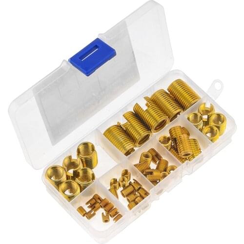 50Pcs/Box M3-M12 M4 M5 M6 M8 M10 Carbon Steel Thread Repair Insert Self Tapping Thread Slotted Insert Combination Set Assortment