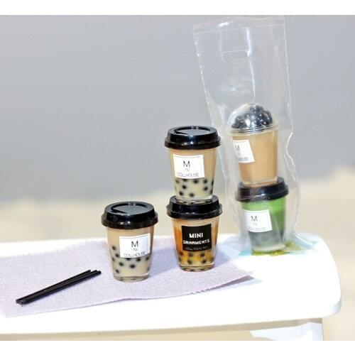 Dollhouse Accessories Miniature Model Toys Customized Mini Latte Pearl Milk Tea Model Factory Direct Selling