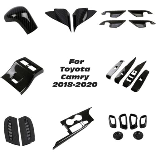 Car Interior Accessories For Toyota Camry 2018 2019 Gear Shift Head Knob Stickers Air Vent Trims Glass Switch Decorative Cover