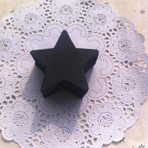 6 * 6 cm New design black pentagram kraft paper tags jewelry price tags gift card tags with Hemp rope 500 pcs/lot
