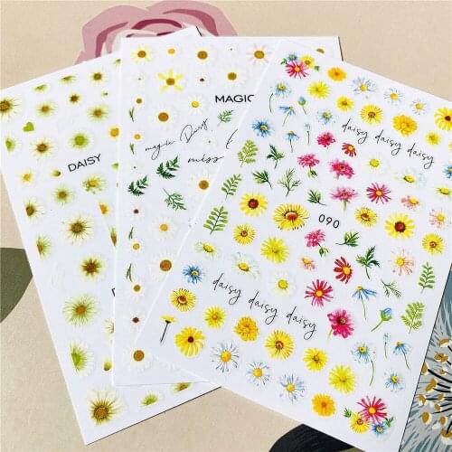 CA-552 FEB-088 daisy spring chrysanthemum sun chrysanthemum 3D Back glue Nail decal Nail sticker Nail decoration Nail art