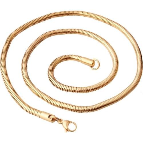 1 Piece Stainless Steel Width 1MM 1.5MM 2MM18kGold Snake Chain Necklace for Pendant Necklace Bracelet DIY Jewelry Chunky Gift