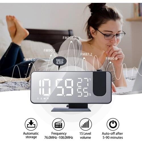 2021 Clock With Projection Digital Clock Projection Desktop Clock USB Wake Up LED Electronic Table Clock Forecast Alarm Clock