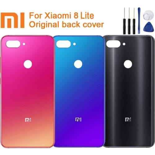 Original XiaoMi Glass Battery Rear Case for Xiaomi 8 Lite MI8 Lite M8 Lite Phone Battery Backshell Cases Back Battery Cover