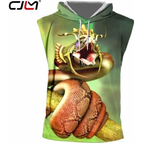 CJLM 2019 Factory Direct Supply Original Sample Design 3D Helmet Snake Print Hooded Tank Top Oversized Vest Wholesale