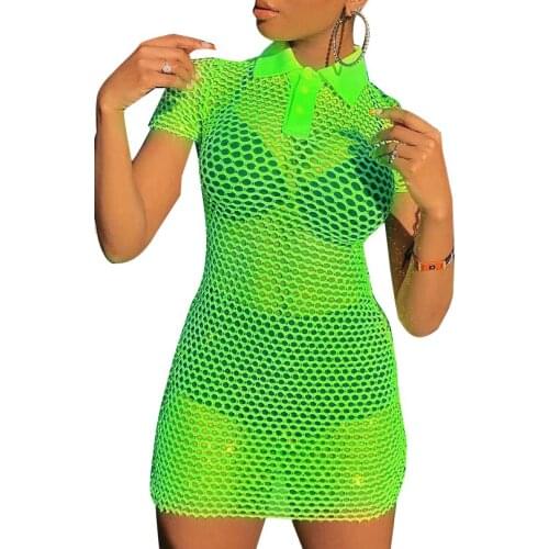 Women Bathing Suit Mesh Bikini Blouse Swimwear Cover Up Casual Beach Sheer Dress