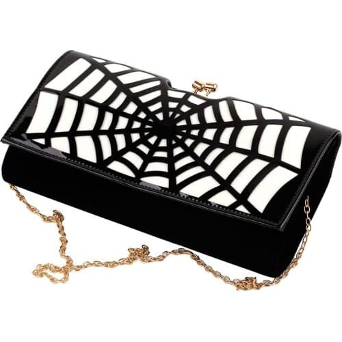 FB90020 Show Story Womens Girls Punk Spider Web Design Fashion Outdoor Evening Clutch Handbag Bag
