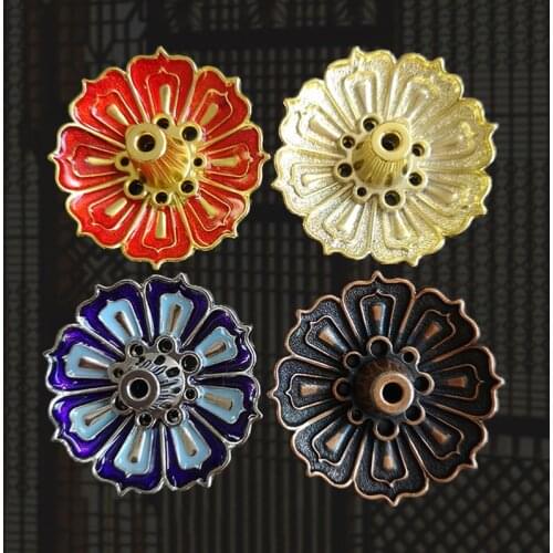 Hot Sale 9-Hole Lotus Incense Candle Holder Flower Copper Censer Plate For Sticks Cone Decor Incense Burner Holder For Stick