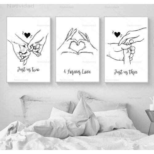 Art Line Drawing Love Hand Posters Abstract Kiss Minimalist Wall Art Canvas Painting Modern Living Room Home Decoration No Frame