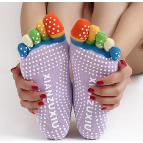 Colorful Women Breathable Elasticity Yoga Socks Quick Drying Non-slip Silicone Gym Pilates Ballet Socks Fitness Sport Cotton Soc