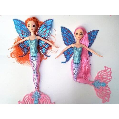 High Quality Plastic Toy Classic Mermaid Doll Girl Female Action Figures with Butterfly Wing Home Ornaments