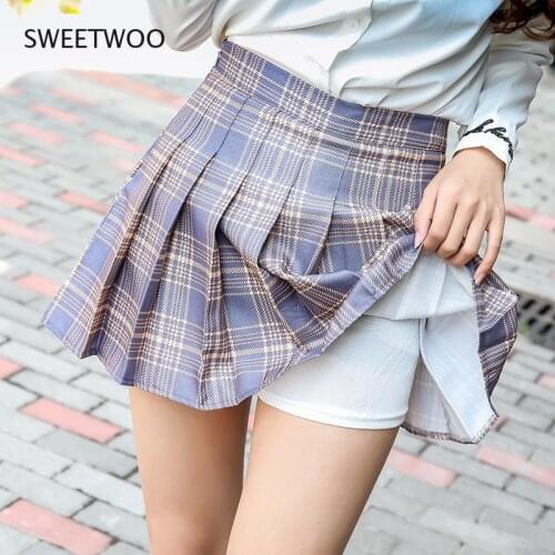 Plaid Summer Women Skirt Harajuku High Waist Stitching Student Pleated Skirts Women Cute Sweet Girls Dance Mini Skirt Xs-3Xl