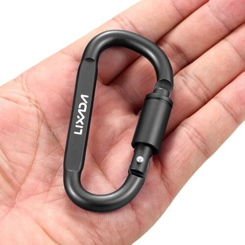 Lixada D Buckle Carabiner Aluminum Alloy Key Chain Clip Locking Screw Hanging Snap Hook Climbing Carabiner Camping Multi Tools