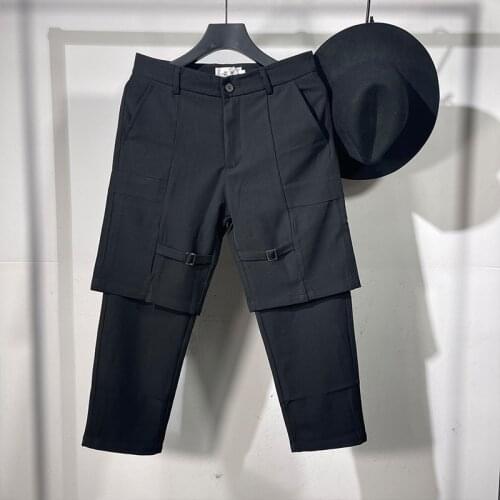 Owen Seak Men Casual Pencil Pants High Street Wear Mens Clothing England Sweatpants Preppy Autumn Winter Cross Black Pants