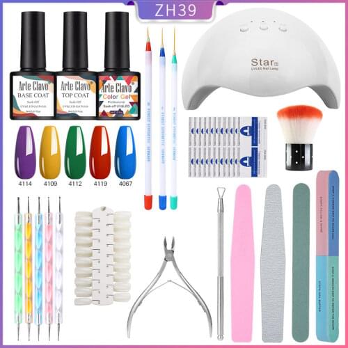 Arte Clavo Gel Polish Set With LED Lamp Nail Art Manicure Tool Kit Nail File Brush Gel Polish Remover Soak Off Varnish Lacquer