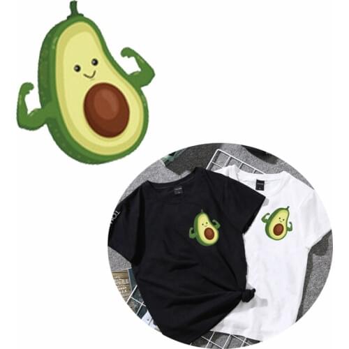 Avocado Cloth Patch Stickers for Kids Cartoon Fruit Patches Iron-on Heat Transfers DIY Decoration Appliqued for Womens Top