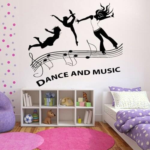 Dancing Girls Wall Sticker Dance And Music Diy Girl room decoration Wall Decal vinyl Waterproof home Bedroom Decor Poster Z535