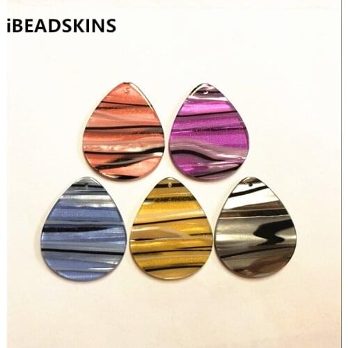 New arrival! 34x28mm 100pcs/lot acrylic stripe drop-shape charms for earrings accessories earring/Jewelry DIY making