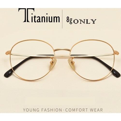 Myopia round frame glasses mens titanium frame gold women full frame prescription glasses titanium 133-51-53