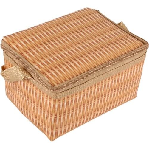 New Imitation Rattan Plaited Lunch Bag Thickened Waterproof Thermal Insulation Bags For School Outdoor Picnic Handbag bag