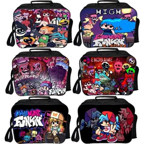 Hot Game Friday Night Funkin Lunch Bag Portable Lunch Box Women Men Office Food Storage Case Students Functional Lunchbags
