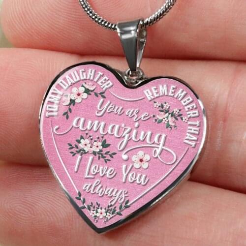 To My Daughter You Are Amazing Love Heart Pendant Necklace Choker Neckchain Exquisite Birthday Christmas Gift To Daughter