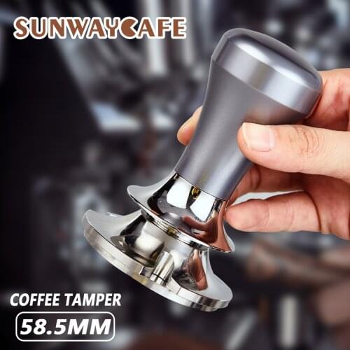58.5mm Adjustable Coffee Tamper Distributor Powder Press Hammer Stainless Steel Espresso Tamper Flat Base Grinder Coffee Tools