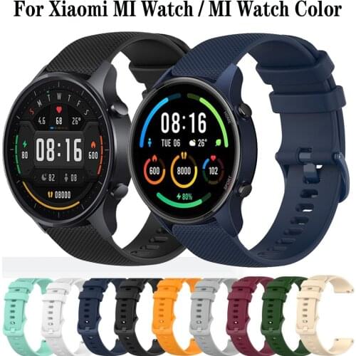 For Xiaomi MI Watch Strap Quick Release Grid Pattern Silicone Watchbands 22mm Watch Band Bracelet MI Watch Color Correa