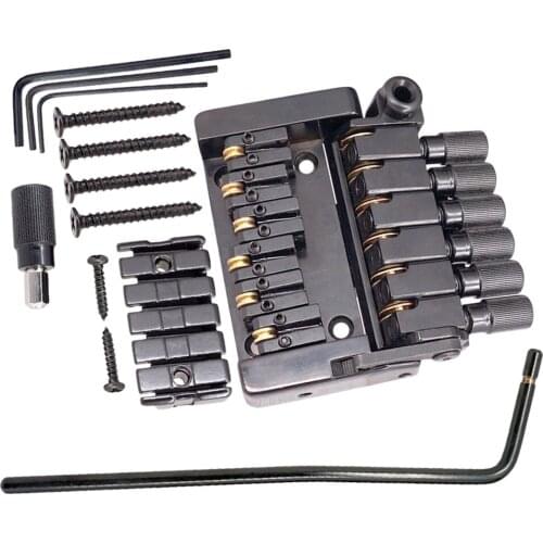 Roller Saddle Tremolo Bridge Tailpiece Set for 6 String Headless Guitar