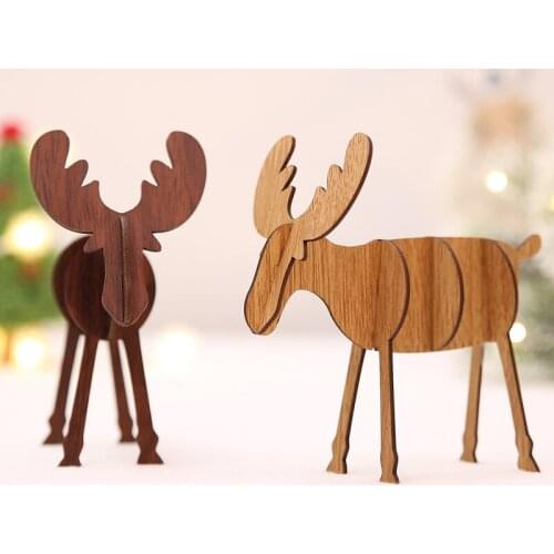 Christmas DIY Elk Wood Decoration Assembling Christmas Decorations Wooden Pendants Party Decorations Office Desktop Decoration