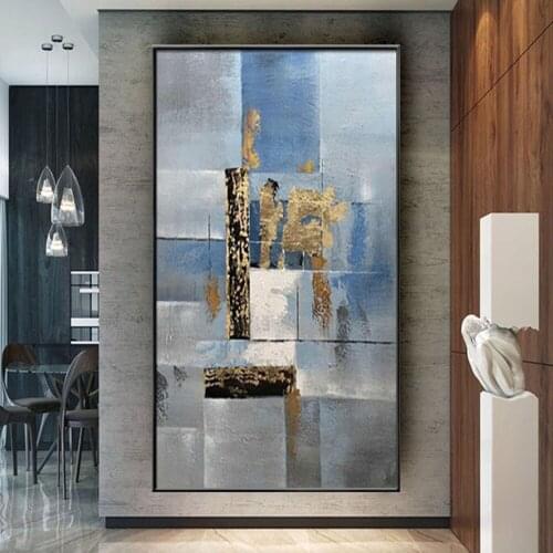 Hand Made Modern Artwork Large Abstract Oil Painting On Canvas Office Living Room Contemporary Texture Blue Wall Art