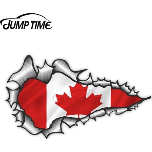Jump Time Ripped Torn Metal Design With Canada Canadian Flag Motif External Vinyl Car Sticker for Windows Bumper