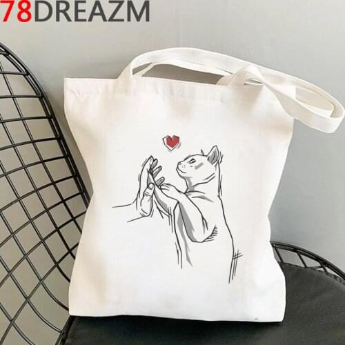 Cat shopping bag shopping jute bag grocery recycle bag eco bolsa bag sacola jute sac cabas sacolas