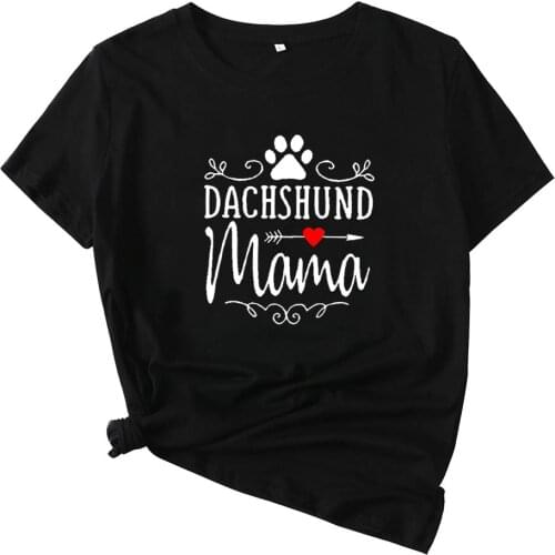 Dachshund Mama T Shirt Women Cotton Dog Lover Tshirt Women Top Funny Cute Dog Mom Tee Shirt Femme T-shirts