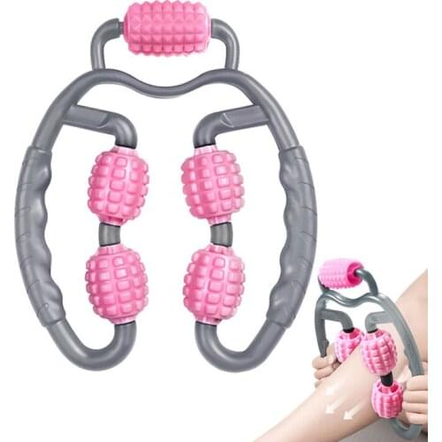 U Shaped Trigger Point Massage Roller Arm Leg Neck Muscle Tissue Fitness Yoga Pilates Sports Face Lift Tool 5 Wheel Foam Roller