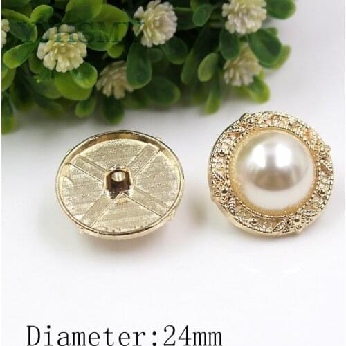 YJHSMY A-19115-461,10pcs/Lot,24mm High quality classic fashion metal imitation pearl buttons,DIY handmade Coats Sweater Buckle