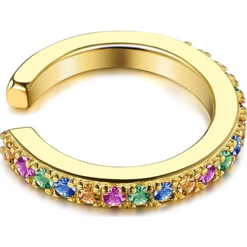 ZEMIOR 925 Sterling Silver Gold Color Clip Earrings For Women Round Clear Cubic Zirconia Earring Wedding Fine Jewelry Hot Sale