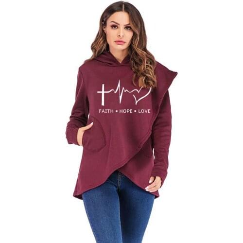2021 New Faith Printed Autumn Winter Women Hoodies Sweatshirts Ladies Oversized Hooded Female Loose Warm Sweatshirt Ropa Mujer