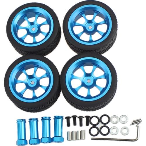 4Pcs Alloy Rims Tires Wheels & Hexagon Adapter for WLtoys 144001 124019 124018 RC Car