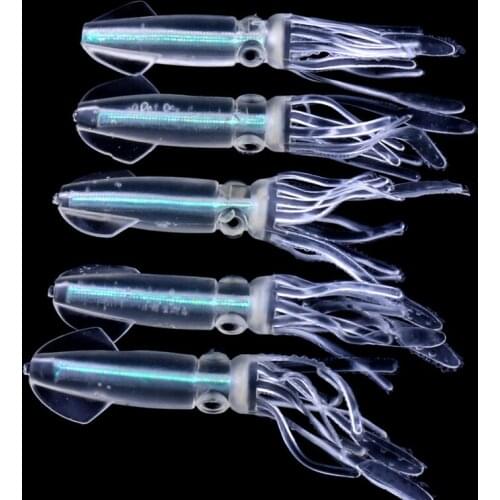 5Pcs a Set 10cm 8g Bionic Squid Baits Artificial Soft Fishing Lures Pesca Fishing Tackle Tools with Built-in Colorful Tube