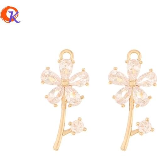 Cordial Design 50Pcs 11*22MM Jewelry Accessories/CZ Charms/Flower Shape/Hand Made/Earring Findings/DIY Jewelry Making/Pendant