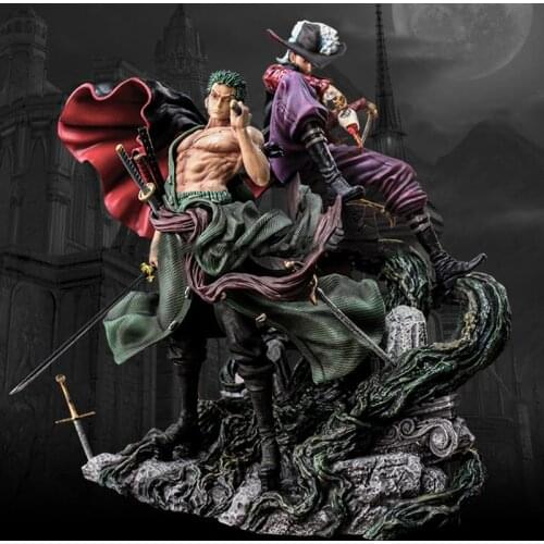 32cm Anime Figure One Piece Ronoa Zoro Master And apprentice Sauron Mihawk PVC Action Collection Toy Figure Model For Gift Luffy