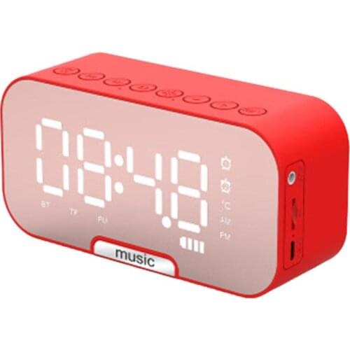 Bluetooth Speaker Wireless with FM Radio LED Mirror Alarm Clock Subwoofer Music Player Desktop Clock