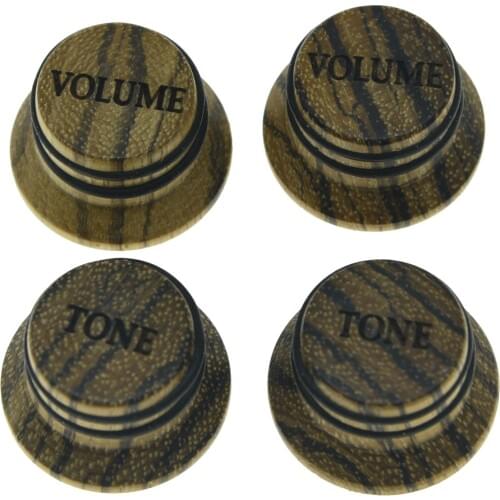 Dopro Zebra Wooden Knobs Strat/LP Style Volume Tone Top Hat Bell Wood Knobs for Metric 5.8mm Shaft Pots