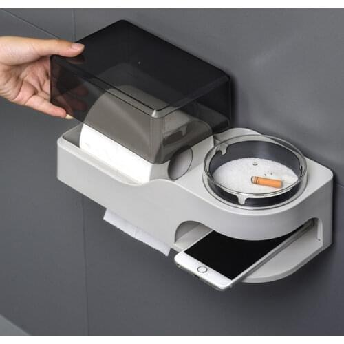 Toilet Paper Towel Holder Household Wall-mounted Waterproof Paper Towel Box Shelf Basket with Ashtray Organizer Bathroom Gadgets