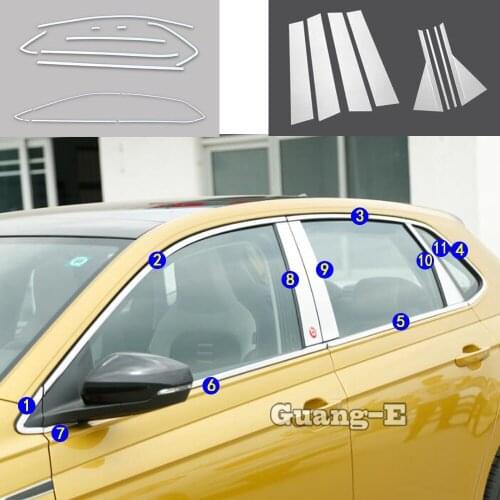 For Volkswagen VW Polo Hatchback 2019 2020 2021 2022 Car Stainless Steel Garnish Pillar Window Middle Strip Trim Frame Hood