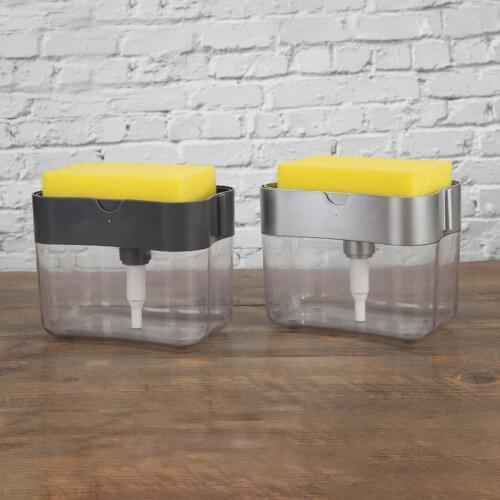 Soap Dispenser Soap Pump Sponge Caddy New Creative Kitchen 2-in-1 Manual Press Liquid Soap Dispenser With Washing Sponge